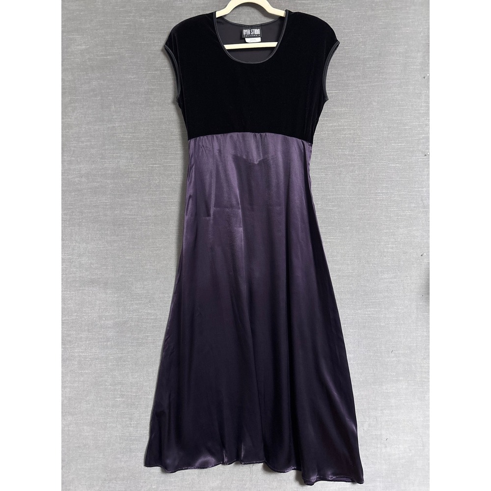 Vintage Byer Dress 6 Purple Velvet Satin Whimsigoth Dark Romantic Maxi 90s Y2K